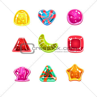 Colourful Glossy Candies of Various Shapes