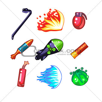 Weapon and Bomb Icons Vector Illustration Set