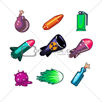Weapon and Bombs Icons Vector Illustration Set