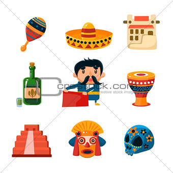 National Mexical Objects Vector Illustration