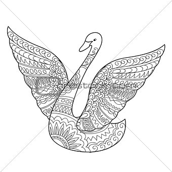isolated swan decorated in boho style