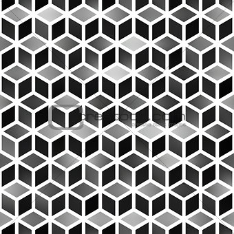 Vector Seamless Gradient Cube Shape Rhombus Grid Geometric Pattern