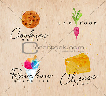 Watercolor label cheese kraft