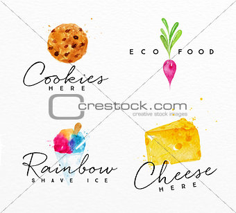 Watercolor label cheese