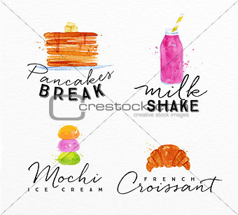 Watercolor label croissant