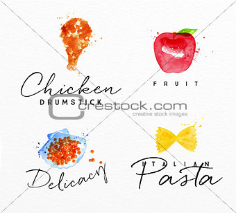 Watercolor label pasta