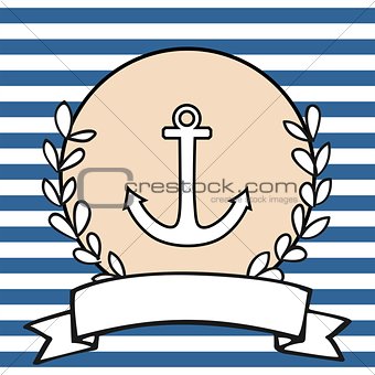 Nautical vector card or invitation with anchor
