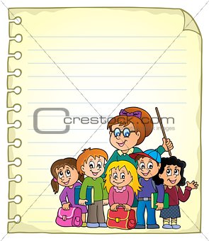 Notebook page with school class