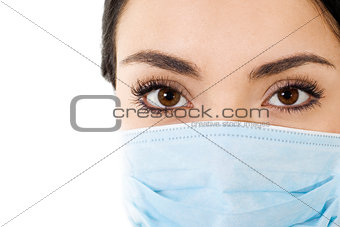 Woman wearing mouth cover mask