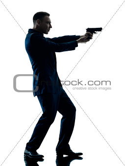 man with a handgun silhouette isolated
