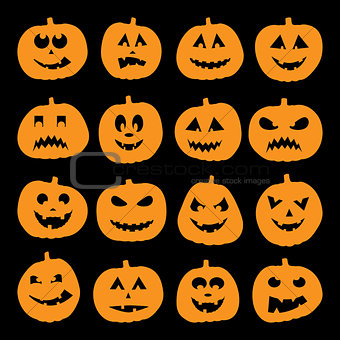 Set of 16 halloween pumpkins