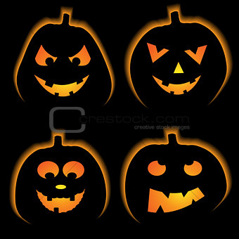 Set of 4 halloween pumpkins