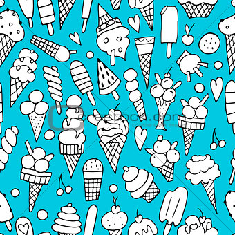 Icecream collection, seamless pattern for your design