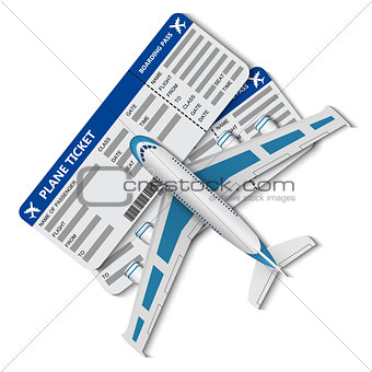 illustration of flight tickets with airplane