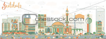 Abstract Jeddah Skyline with Color Buildings.