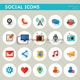 Trendy detailed social icon set