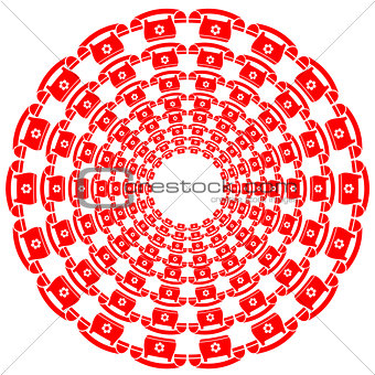 Set of Round Red Phone Frames