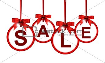 sale icon with stylize red ribbon