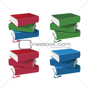 Stack of books set isolated on white background.