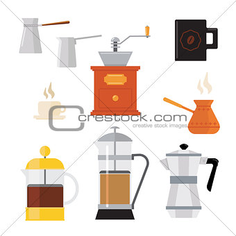 Flat modern icons for coffee shop. Vector