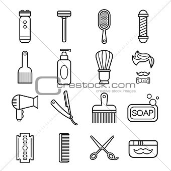 Beauty and Care Barber Shop Linear Icons