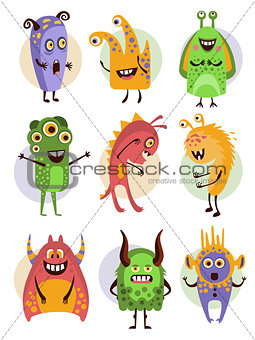 Colourful Emotional Cartoon Monsters, Vector Illustration Collection