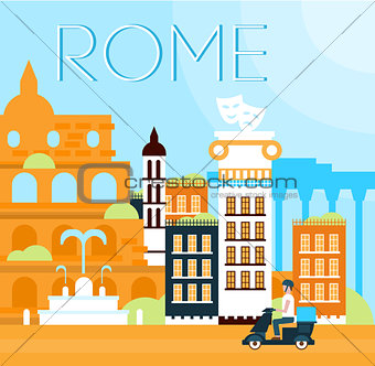 Rome Traditional Background Vector Illustration