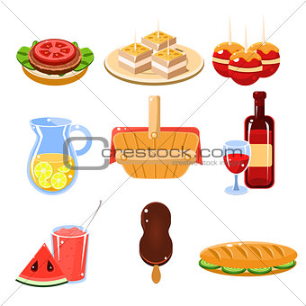 French Food Icons Set