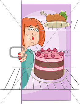 hungry woman on diet cartoon