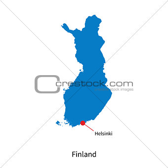 Detailed vector map of Finland and capital city Helsinki