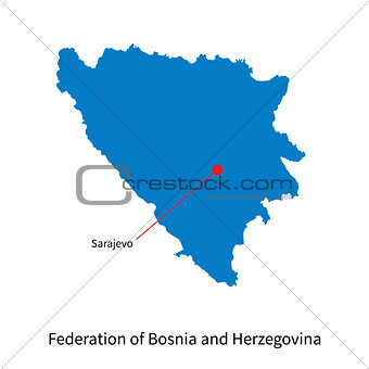Map Federation of Bosnia and Herzegovina with capital city Sarajevo