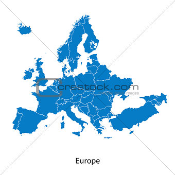 Detailed vector Europe Political map with borders
