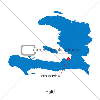 Vector map of Haiti and capital city Port-au-Prince