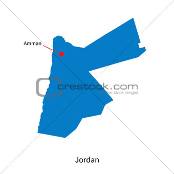 Detailed vector map of Jordan and capital city Amman
