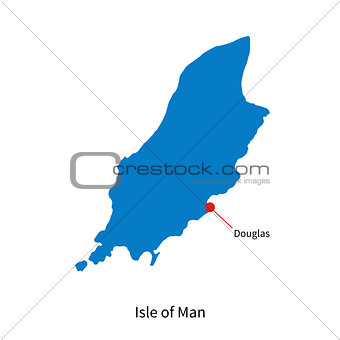 Detailed vector map Isle of Man and capital city Douglas