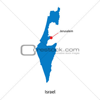 Detailed vector map of Israel and capital city Jerusalem
