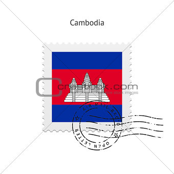 Cambodia Flag Postage Stamp.