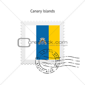 Canary Islands Flag Postage Stamp.