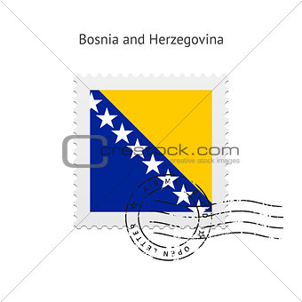 Bosnia and Herzegovina Flag Postage Stamp.