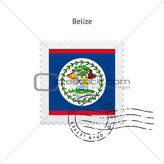 Belize Flag Postage Stamp.
