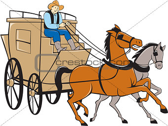 Stagecoach Driver Horse Cartoon