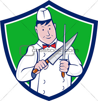 Butcher Sharpening Knife Crest Cartoon