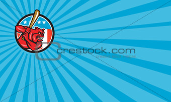 Bulldog Baseball Batting USA Circle Cartoon Business card 