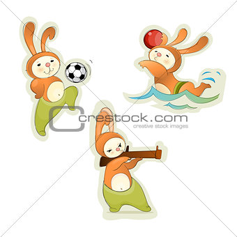 Three sport hares