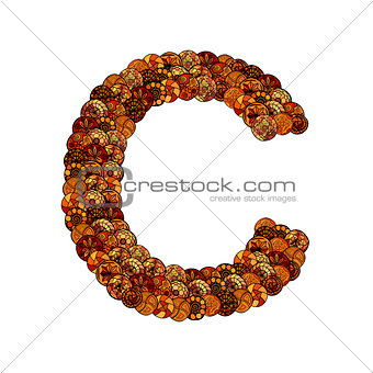 abstract vector font, made of ethnic elements - letter c