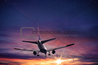 Sunset aircraft flight