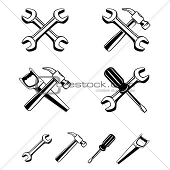 different tools silhouette icon