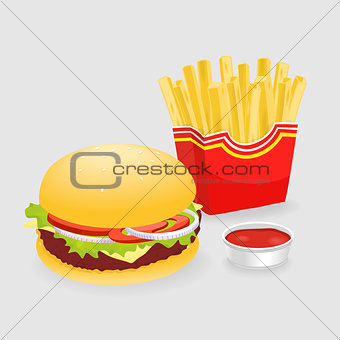 French Fries And Hamburger