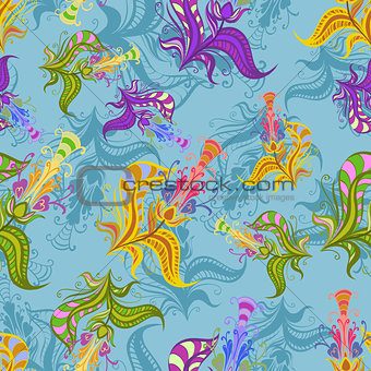 Vintage pattern of colored spring flowers