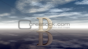 metal uppercase letter d under cloudy sky - 3d rendering